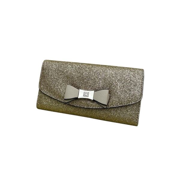 Liz Claiborne Gold Glitter Walley with Bow Accent NWT - Picture 1 of 4